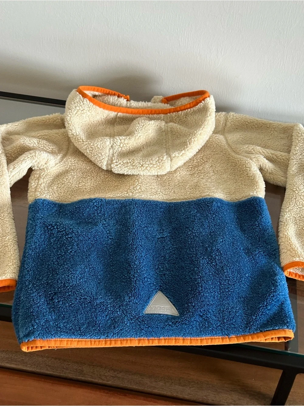 L.L.Bean Kids Hi-Pile Fleece Hooded Pullover, Colorblock Size 6-7